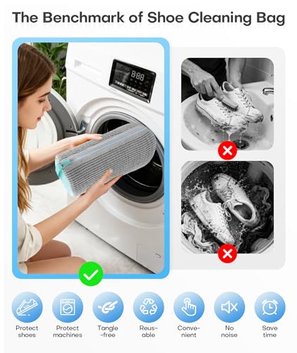 3-IN-1 Laundry & Shoe Washing Machine Bag : Laundry Shoe Bag for Washer & Dryer,Shoe Cleaning Bag for Sneakers,Tennis,Self-locking Zipper & Microfiber,Include 3 Laundry Bag & 2 Shoe Bag (Grey 2PC) - color: Grey 2PC