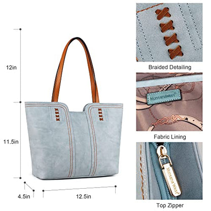 Montana West Tote Bag for Women Top Handle Satchel Purse - color: Pastel Blue