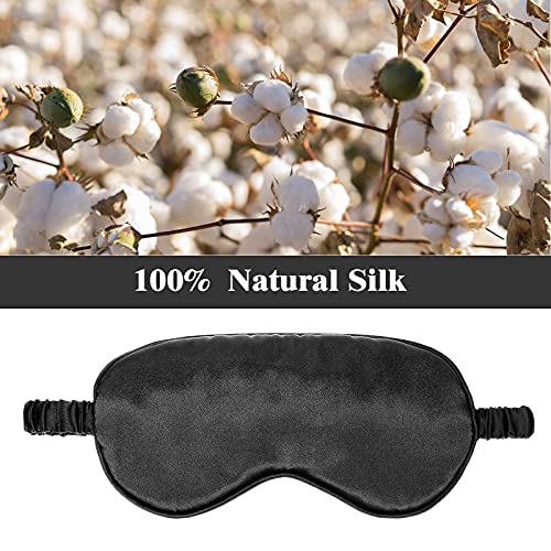 Geyoga Silk Satin Sleep Mask with Ear Plugs, Blindfold,Black, Gray - color: Black, Gray