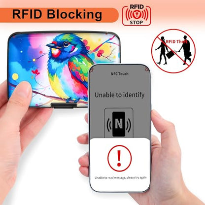 Mayski Credit Card Holder for Women RFID Blocking Wallet, Colorful Bird - color: Colorful Bird