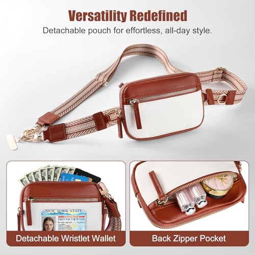 Clip and Go Strap For Phone with Leather Wallet Crossbody - color: Red Brown