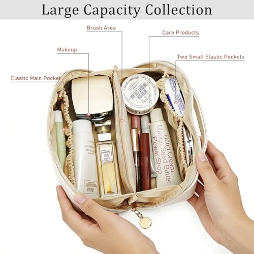 Gifts for Women Bridesmaid Initial Makeup Bag - color: MediumBeige, style: P