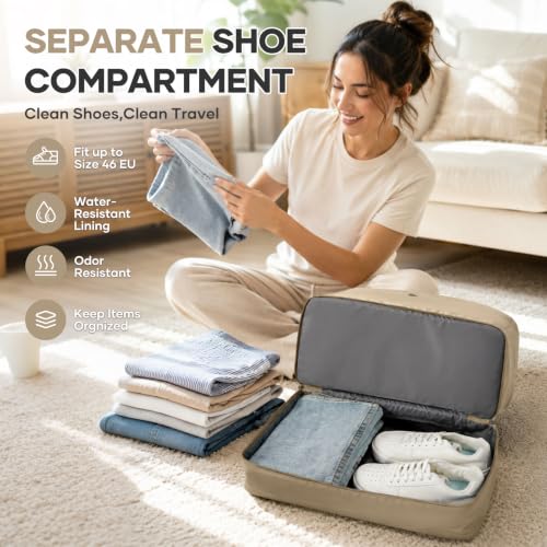 Travel Duffel Bag, Carry-On Overnight Weekender Bags for Women Travel - color: Khaki