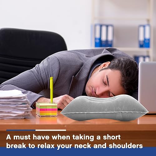 Maitys 5 Pcs Inflatable Camping Pillow,16.93 X 10.63 Inches,Gray - color: Gray, size: 16.93 x 10.63 Inches