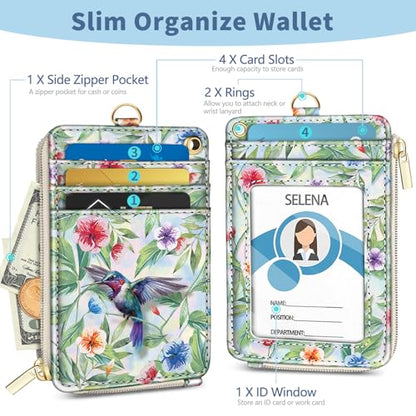 Bird Lanyard Wallet with Id Badge Holder Keychain for Card Women - color: Bird