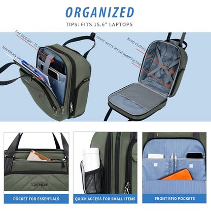 VANKEAN 16" Underseat Rolling Suitcase Travel Business Lightweight - color: Army Green