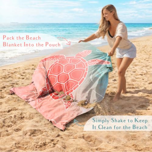 AlphaBeing Beach Blanket Waterproof Sandproof, Extra Large Beach Mat - color: Sea Turtle, size: 79“×83”