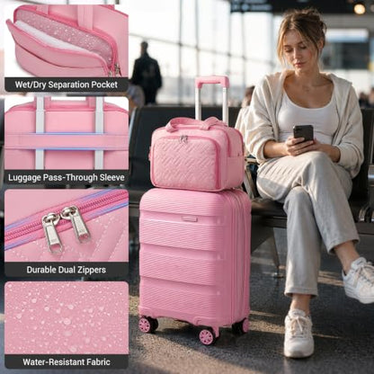 Kono Airline Approved Suitcase Set 2 Pieces, Pink - color: Pink, size: 2 Piece Travel Set (TB/20)