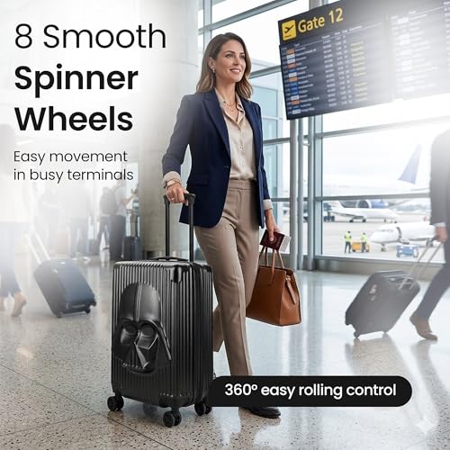 Bioworld Star Wars Darth Vader Black 22" Rolling Luggage - color: Darth Vader Black