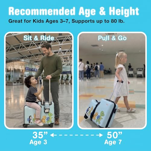 Ride On Suitcase for Kids, 20" Toddler Ride On Luggage, Carry-On