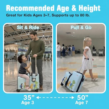 Ride On Suitcase for Kids, 20" Toddler Ride On Luggage, Carry-On