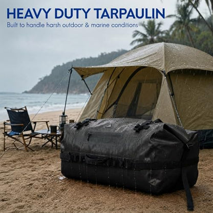 Haimont IPX7 Waterproof Roll-Top Dry Duffel Backpack Bag - color: Black, size: 90L