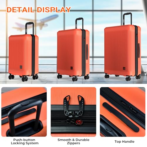 Verdi Hardside Expandable Luggage Set, Carry-On/24-In Suitcase with Spinner Wheels - color: Orange, size: 2-Piece Set (20/24)