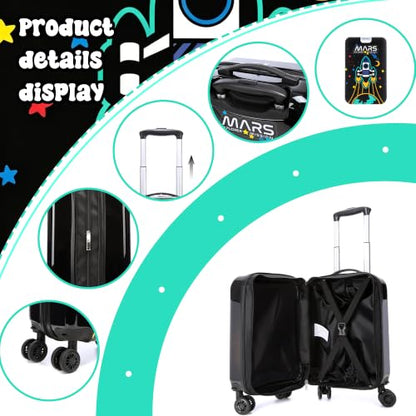 Kids Caary on Luggage Sets for Boys with Wheels Hardshell Suitcases with Hard Shell Suitcase Set for Airplane - color: Black Space