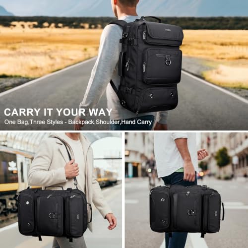 PIJUSHI Carry On Travel Backpack 35L Laptop Backpack Fits 16 inch Laptop - color: Black