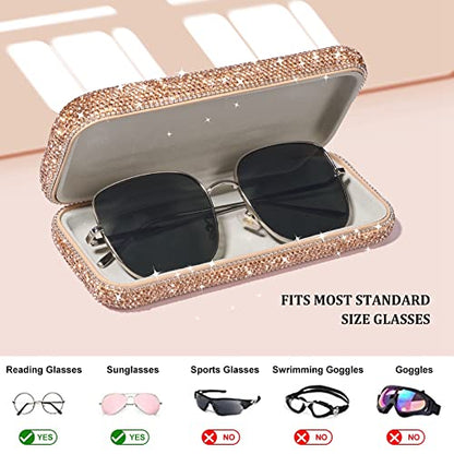 Sparkly Rhinestone Eyeglasses Case Bling Diamond Hard Shell Eyeglasses Protective Cases for Sunglasses - color: Gold