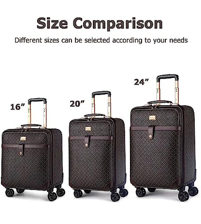 feilario 2 pcs Waterproof PVC Leather Business Carry On Luggage, TSA Lock - color: rhombus