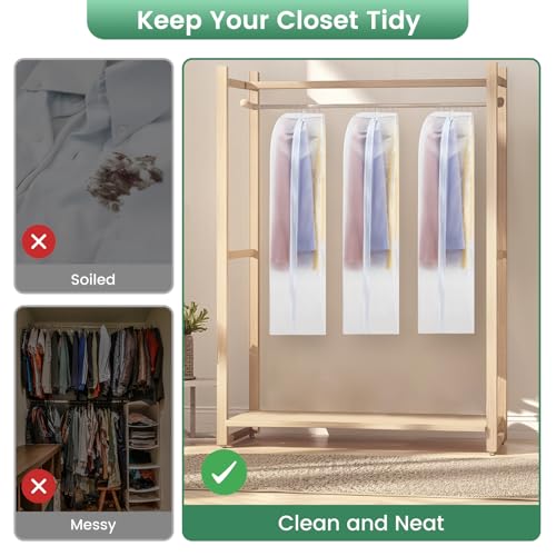 Carbrea 10" Gusseted Garment Bags for Hanging Clothes, 43 inches, 3 Pack
