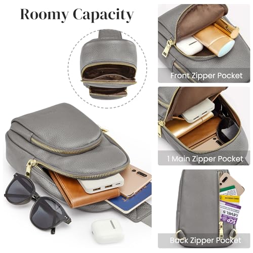 S-ZONE Leather Sling Bag for Women Men RFID Blocking Small Crossbody Purses