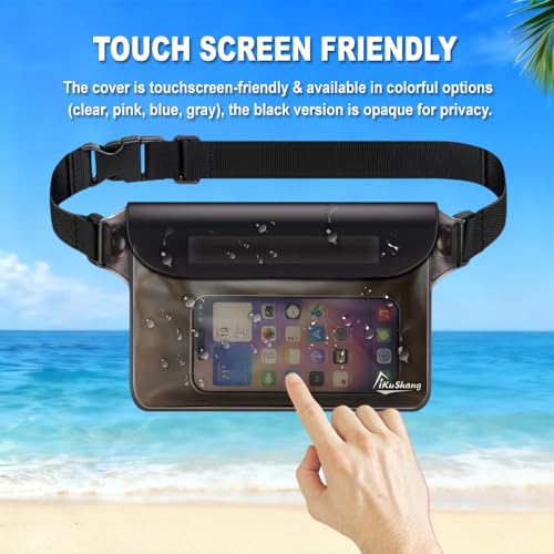 Waterproof Fanny Pack, Dry Bag Phone Pouch for Beach Swimming Kayaking - color: Gray+Black