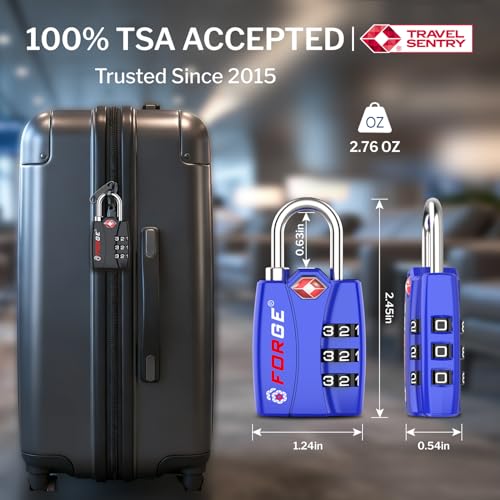 Forge TSA Approved Luggage Locks, Open Alert TSA Locks, 4 Colors #1, 4 Pack - color: All Colors 4PK #1