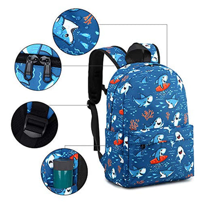 CAMTOP Backpack for Kids, Boys Preschool Backpack with Lunch Box Toddler Kindergarten Shark School Bookbag Set (Y028-2 Shark-Navy Blue) - color: Y028-2 Shark-navy Blue