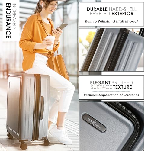 TRAVELARIM 4 Piece Luggage Sets with Spinner Wheels, Travel Suitcase Set - color: Grey, size: 4 Piece Set (20/24/28)