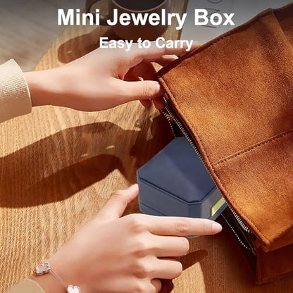 Exquisite Wedding Ring Box Small PU Jewelry Organizer - color: Ring Box- PU-Dark Blue