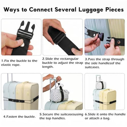 Heavy Duty Luggage Strap(4 Pack), Adjustable Luggage Straps for Travel Luggage Bag Closure, Easy Identification Travel Accessories, Black - color: Black