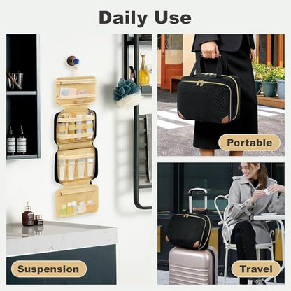 Toiletry Bag for Women with Jewelry Organizer Compartment,Black - color: Black02