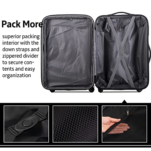 Merax Luggage Sets 3 Piece,Hard Case Suitcase 20/24/28 IN,Pink - color: Pink, style: 3 Piece-20+24+28