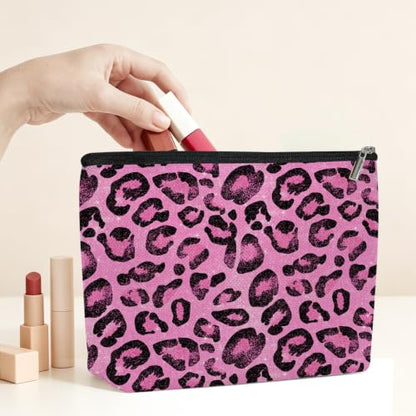 Spot Leopard Print Makeup Bag Cosmetic Bag, Makeup Organizer for Women,Pink - color: Bright Pink Leopard Print 579