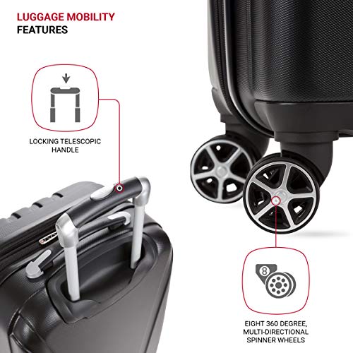 SwissGear 7585 Hardside Expandable Luggage with Spinner Wheels, Black, Checked-Medium 23-Inch - color: Black, size: Checked-Medium 23-Inch