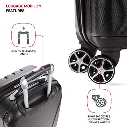 SwissGear 7585 Hardside Expandable Luggage with Spinner Wheels, Black, Checked-Medium 23-Inch - color: Black, size: Checked-Medium 23-Inch