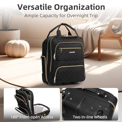 LARVENDER 4 Piece Luggage Set with Spinner Wheels - Expandable Softside Carry On Suitcase 22x14x9 Airline Approved, 16” 20" Carry On Luggage,TSA Lock, Black - color: Black(16/20/BP/TB), size: 4 Piece Set (16/20/BP/TB)