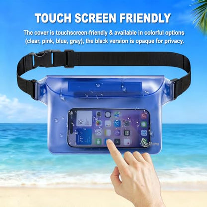 Waterproof Fanny Pack, Dry Bag Phone Pouch for Beach Swimming Kayaking - color: Blue+Black