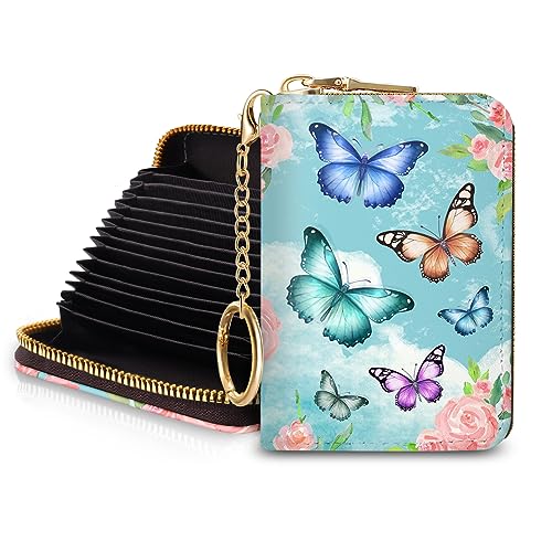 Blusabaca RFID Credit Card Holder Small Women Travel Wallet, Butterfly - color: Butterfly