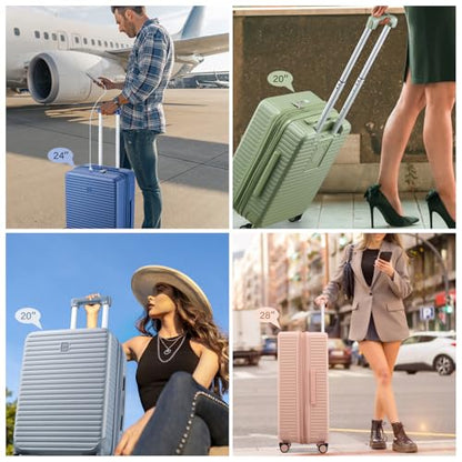 HanTrip 20 Inch Hardside Carry on Luggage with Wheels, Caribbean Blue - color: Caribbean Blue, size: Expandable 20 Inch