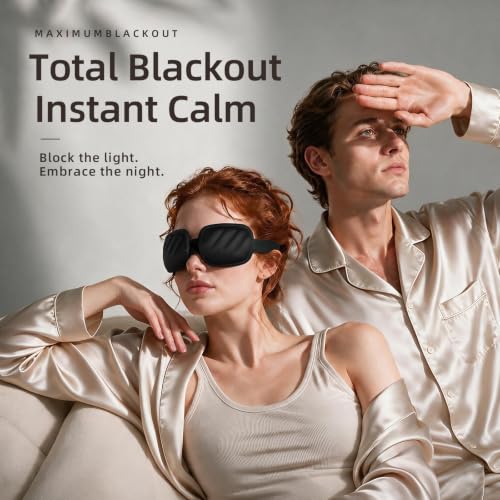 CLOZIA Sleep Mask for Men, 3D Blackout Eye Mask for Travel Sleeping - color: Deep Black