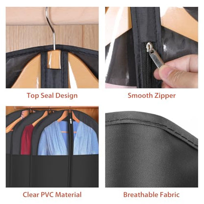 Univivi Garment Bag Suit Bag for Storage and Travel, 40 Inch, Set of 6 - size: 24"X40"-6pcs - Black