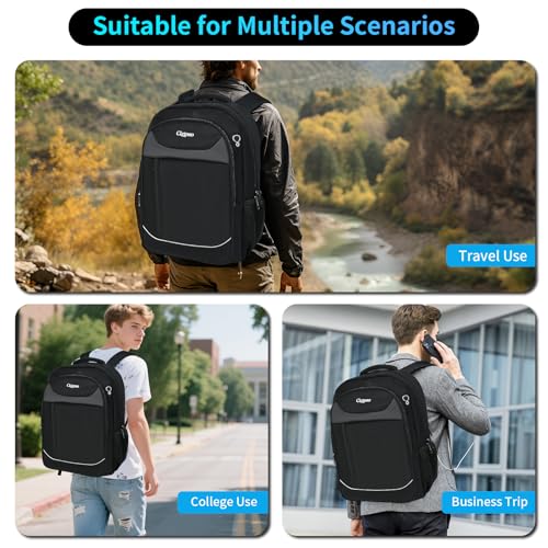 Travel Laptop Backpack for Men, Anti Theft Slim Durable Backpack for Women, with USB Port, Waterproof Business Computer Bag, for 18.4 inch Laptop and Notebook - Black - size: Large