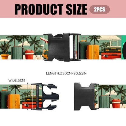 Nuxovilar Luggage Straps Set for Suitcase 1.96x90.5in Polyester - color: YLU10340, size: 1.96"x90.5"