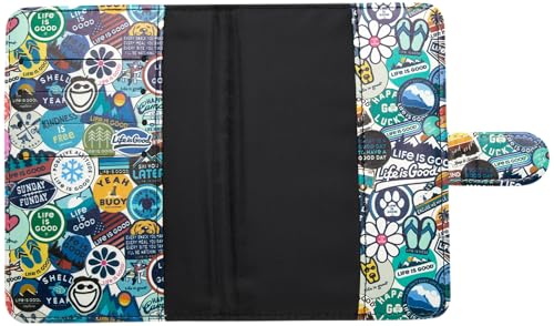 Life is Good Travel Passport Cover - Anti-Theft Passport Holder Wallet with Interior Card Slots, Magnetic Snap Closure, Newsprint | Slim Design, Card Slots, Snap Closure, Fits Neatly in a Purse or Backpack, Keeps Documents and Boarding Pass Organized - co