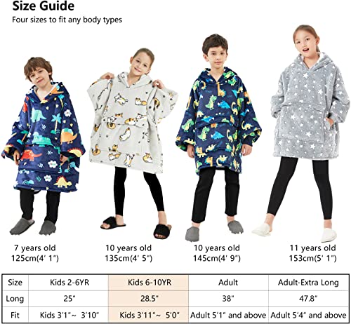 KFUBUO Wearable Blanket Hoodie for Kids With Pocket, 6-10 Year Old, Plaid - color: Red Plaid, size: Kids 6-10YR