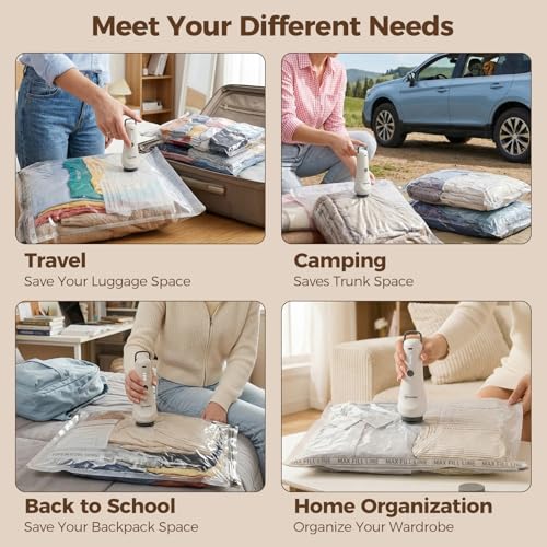 Vacuum Seal Bags for Clothing Travel,12-Pack, 80% Space Reduction - size: 12 Combo Travel Size