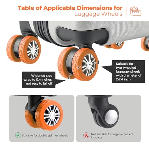 8Pcs Upgrade Luggage Wheel Covers, Travel Accessories (Orange) - color: Orange