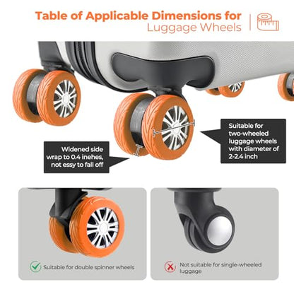 8Pcs Upgrade Luggage Wheel Covers, Travel Accessories (Orange) - color: Orange