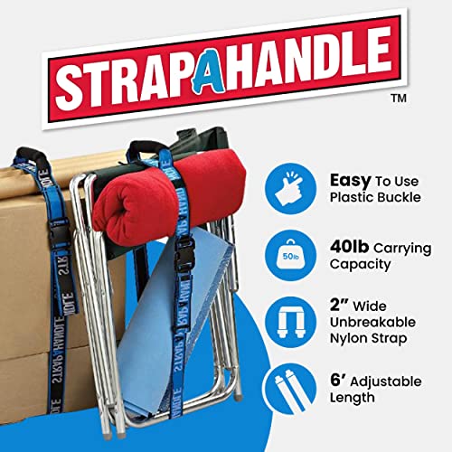 6' Carrying Strap with Handle | Adjustable Belt | Heavy Duty, Easy, Safe, Secure, Lifting, Moving, Carry Strap for Boxes, Groceries | Best Luggage Strap (Strap-A-Handle 6ft. Length, 40lb. Capacity) - color: 6' Length, 40lb. capacity