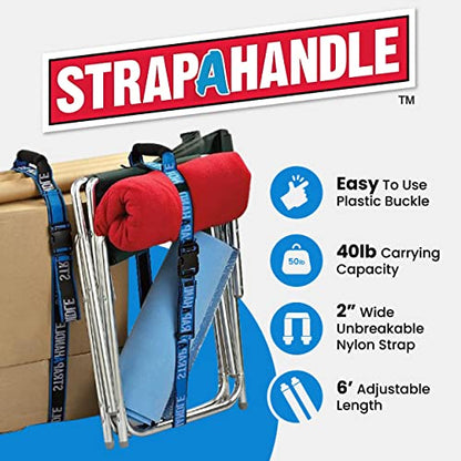 6' Carrying Strap with Handle | Adjustable Belt | Heavy Duty, Easy, Safe, Secure, Lifting, Moving, Carry Strap for Boxes, Groceries | Best Luggage Strap (Strap-A-Handle 6ft. Length, 40lb. Capacity) - color: 6' Length, 40lb. capacity