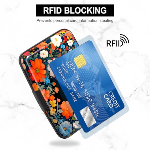 Card Holder Credit Cards Holder for Women RFID wallet women Business Card Holder Wallet Mini Aluminum Card Wallet RFID Blocking Slim Metal Hard Card for Women, Cute Black Cat - color: Cute Black Cat